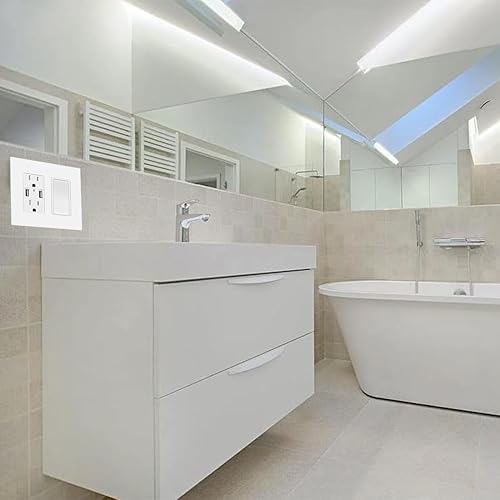 Miniatura 6 de Placa de pared decorativa sin tornillos de 2 segmentos, placa frontal eléctrica de doble interruptor para interruptor de luz, interruptor