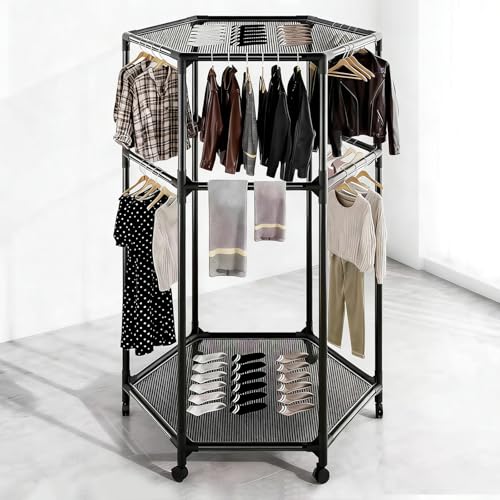 Valet à Linge sur Roulettes avec Filet de Protection Solaire Double Couche, Modèle Hexagonal en...