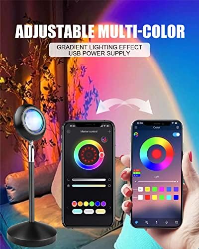 tuare Sunset Lamp APP Control, Sunset Lamp 16 Colour, 4 Dynamic Modes LED Brightness Adjustable Sunset Lamp with Remote for Room Decor/Photography/Vlog/Party/Home/Bedroom, Gifts for Girls