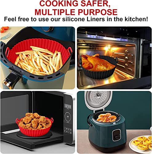 Image of Air Fryer Silicone Liners - Reusable Non-Stick Air Fryer Silicone Pot Liner Air Fryer Basket Accessories (Multi Color, 1 pcs)