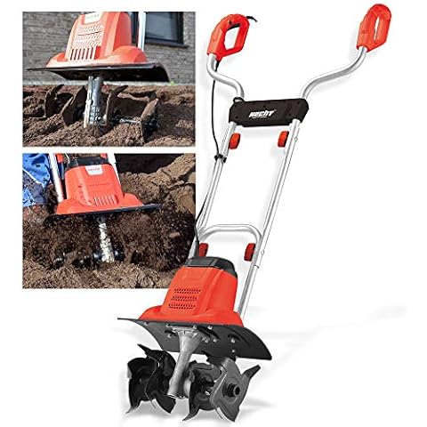 Brandneue Hecht Bodenhacke für einen schönen Garten - Perfekt zum auflockern und umgraben Ihrer Erde - Mit 36,5 cm Arbeitsbreite und leistungsstarken 1000 Watt Motor (Rot) Cover