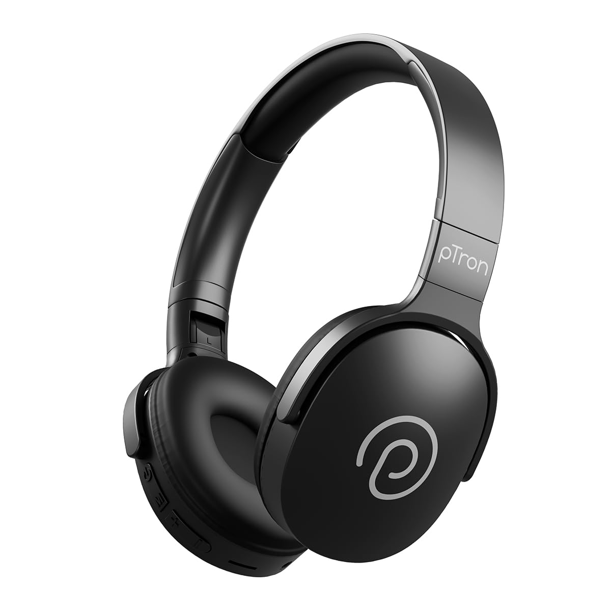 pTron Studio w/ 60Hrs Playtime, Wireless Over-Ear Headphones with HD Mic, Immersive Sound, 40mm Drivers, BT5.4, Dual-Device Pairing, 3.5mm Aux Port, TF Card Slot & Type-C Fast Charging (Jet Black)-image-45