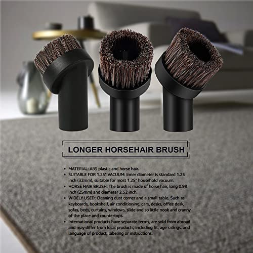 Accessory Usa Dusting Brush Soft Horsehair Bristle Replacement For Vacuum Cleaner Accepting 1.25'' Round Attachment (Horsehair Brush) #TOP6