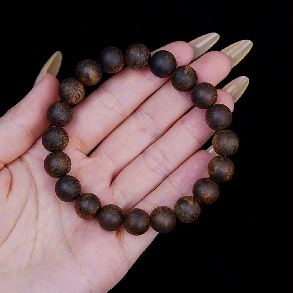 Pulsera de Madera de agar, Cuentas budistas, Cuentas de oración Naturales, Rica en Contenido de Resina, Aroma en Capas,12mm x 17 Beads