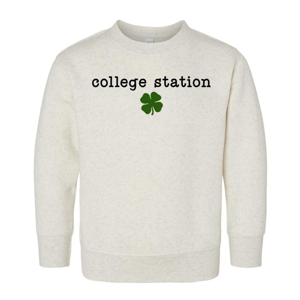 College Station Shamrock Kids Sweatshirt Toddler 5T Natural Heather