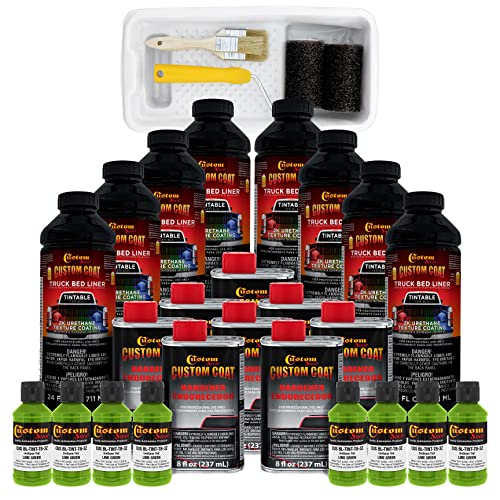 Image of Custom Coat Lime Green Roll-On Urethane Truck Bed Liner Kit, 2 Gallon