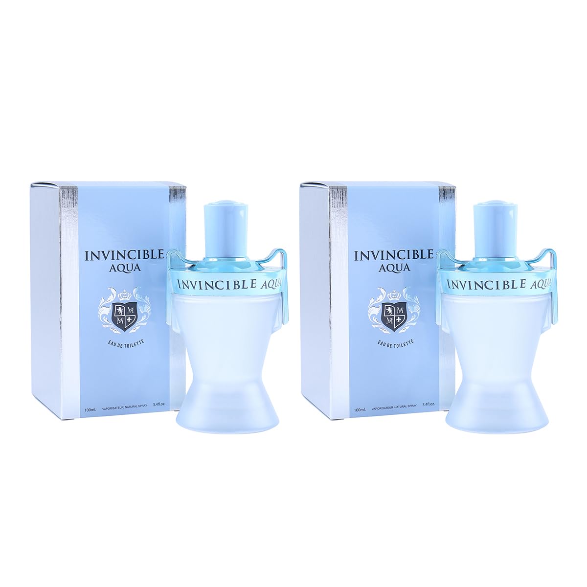 Invincible Aqua Eau de Toilette for Men Fresh Aquatic Woody Masculine Scent Cologne 100ml/3.4 fl oz (2, 100 ml)
