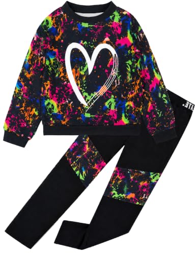 Image of Girls 2 Piece Outfits Kids Clothes Sets Sweatsuit Tracksuit Jogger Print Long Sleeve Sweatshirts Sweatpants 4-13Y