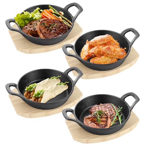 RHBLME 4 Sets Small Cast Iron Skillet, 6 Inch Cast