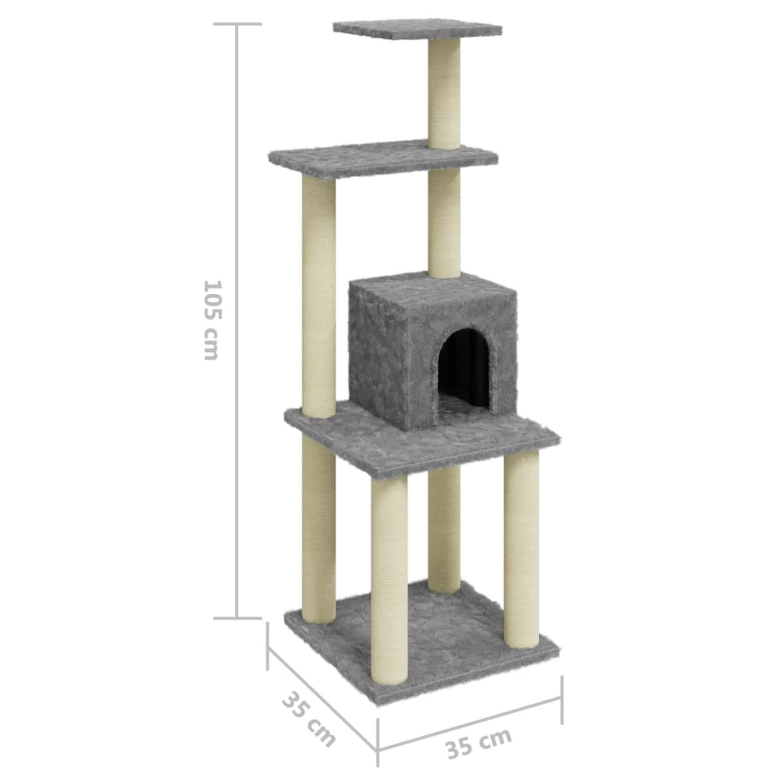 Rascador para Gatos con Postes de sisal, XIAOGUANG Arbol para Gatos, Gatos Accesorios, Arranhador para Gatos, Arbol Rascador Gatos, Gris Claro 105 cm