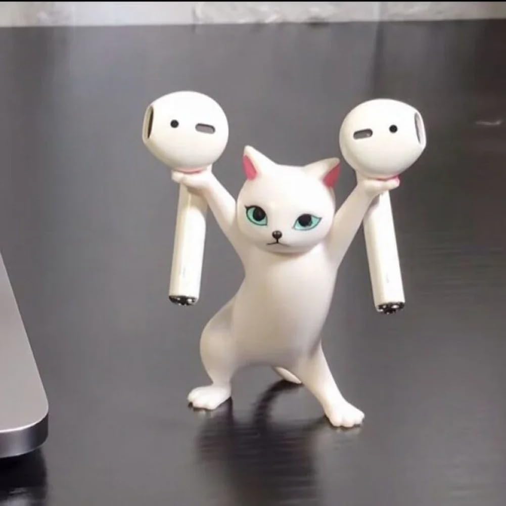NLIEOPDA 5Pc Funny Pen Holder Cat Doll Ornaments Plastic Crafts Earphone Support for Children Gift Room Desk Home Decoration Accessory image 2