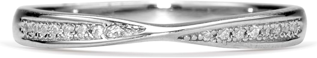 PERIMADE Moissanite Mobius Infinity Ring Platinum Plated Twist Mobius Couple Band for Women Men, 925 Sterling Silver Hypoallergenic Promise Band Ring Wedding Anniversary Jewelry for Her Him