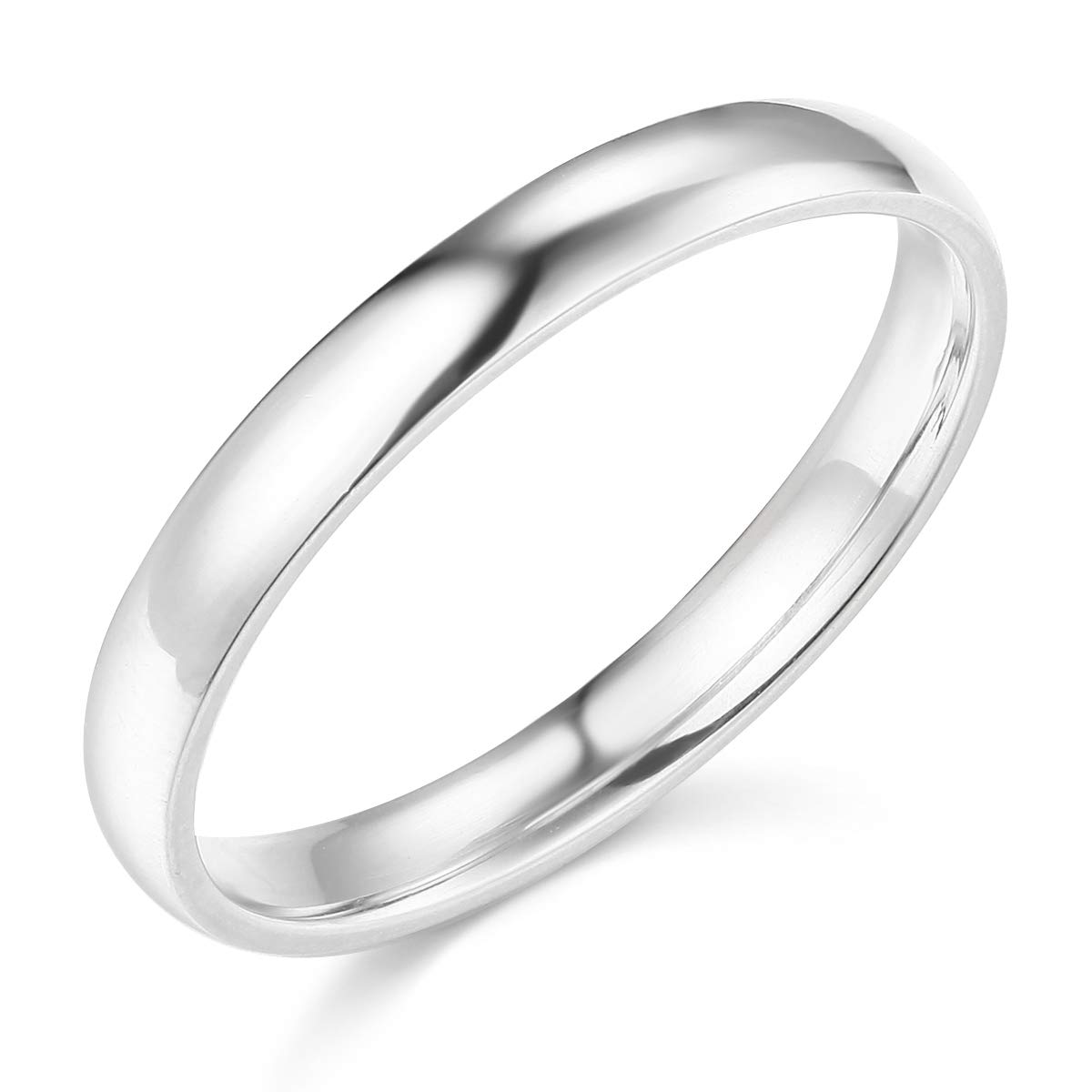TWJC Wedding Collection14k White Gold 3mm SOLID Plain Band - Size 9