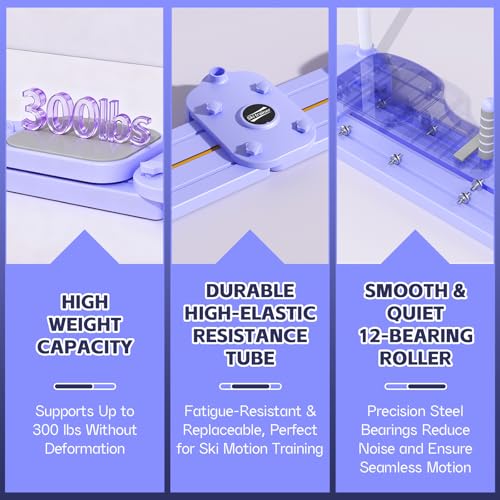Pilates Reformer Maschine, Multifunktionales Ski-Fitnessgerät mit Widerstandsbändern, Verstellbaren Griffen, Pilates Board, Liegestütz Griffen, Split-Ab-Board & Armtrainer, Ganzkörper Workout