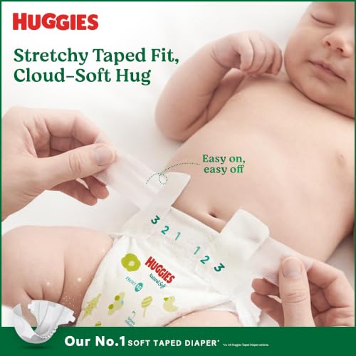 Image of Huggies Natural Soft Premium Tape Diapers Large (L) Size, 9-14 kgs,44 Count | Our No.1 Soft Taped Diaper with Cloud Soft Bed and Runny Poo Absorption