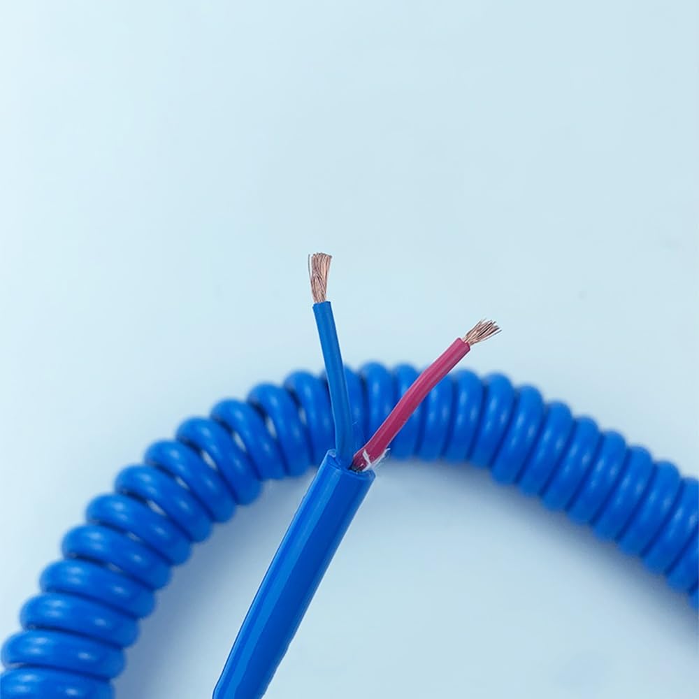 Przewód elektryczny, Przewód zasilający spiralny 3-żyłowy 15AWG, rdzeń z czystej miedzi, zwijany, przedłużacz naciągu(Stretch 2 meter)