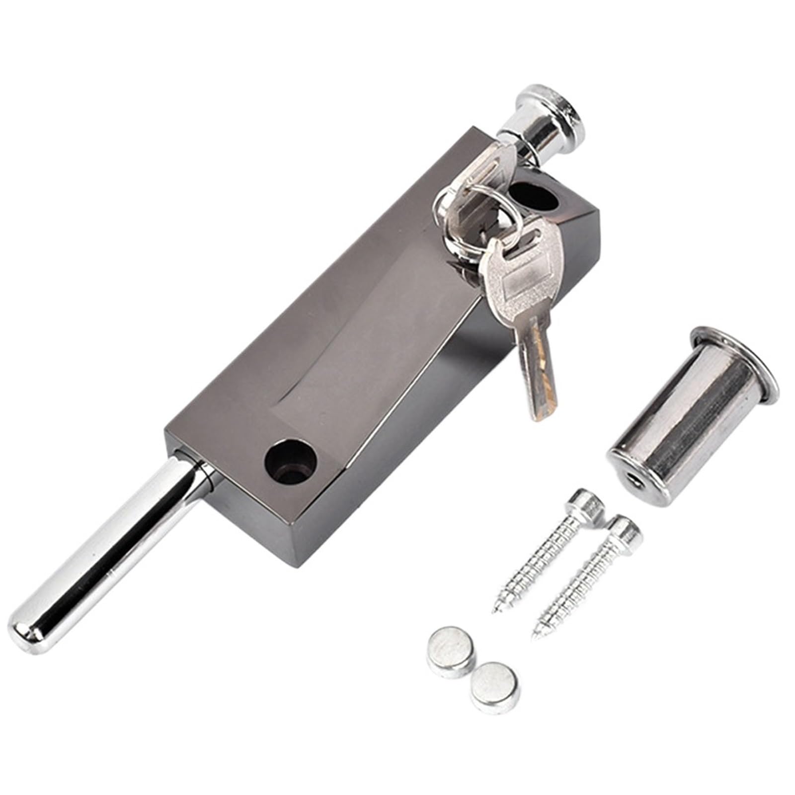 Door Latch Lock Aluminum Alloy Bolt Safety with Screws and 2 Keys Multi-Purpose Household Hardware for Door(Black)