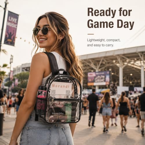 Image of ZENPUNK Clear Backpack for Stadium Events, 12x11x5 Stadium Approved Bag