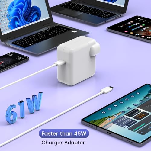 Image of USB-C Power 61W Adapter Charger Replacement for MacBook Pro 13 Inch /12 Inch /14 Inch, Compatible with MacBook Air /iPad Pro /Type C Laptop,Included USBC to USBC Charger Cable (White)