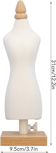 Miniatura 2 de Mini maniquí de forma de vestido femenino ajustable con base de madera, adecuado para coser y hacer patrones, detalles delicados, portátil para