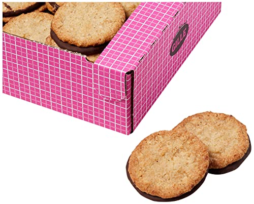 Gille Schoko-Hafertaler Double Choc | Schwedische Haferkekse mit Schokolade | Doppelt schokoladig gefüllt | Knuspriges Gebäck aus Schweden | große Vorratspackung 525 g