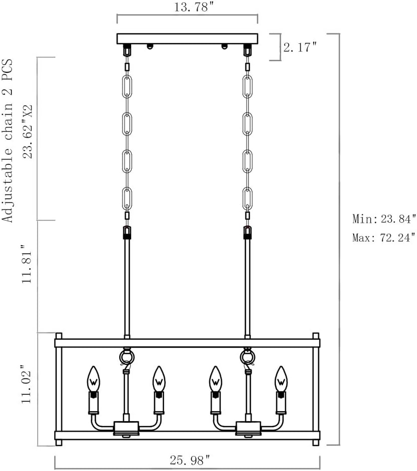 Up To 50% OFF Derksic 8 Lights Kitchen Island Lighting Faux-Wood Rectangular Farmhouse Chandelier Rustic Linear Pendant Light Fixture for Dining Room Living Room, Brown
