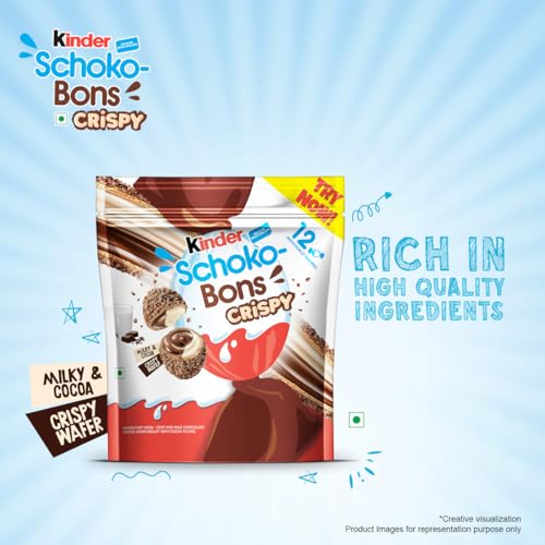 Image of Dave's American Food Kinder Joy Schokobons Crispy 12Pcs, Milk And Cocoa Flavor,67.2Gm (Pack of 2)