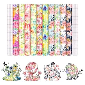 HTVSTD Aquarellblumen Selbstklebendes Vinyl