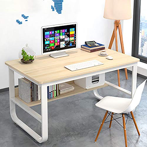 Buy GORVELL White 100cm Computer Desk with Storage Shelves for