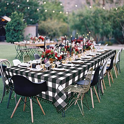 Vertkrea Buffalo Plaid Tablecloth, Black And White Farmhouse Plaid Table Cloth, Waterproof Spill Proof Checkered Tablecloths For Outdoor, Picnic, Kitchen, Banquet, Holiday Dinner, 55X55 Inch #TOP3