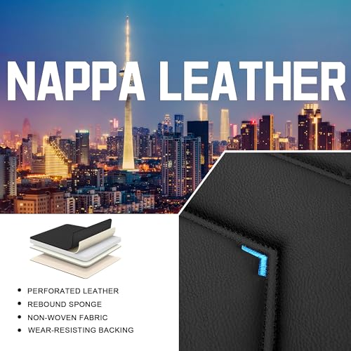 Image of CTDS Car Seat Covers for VW Tiguan 2009-2026, Stylish Sport Seat Cover, Premium Nappa Leather Car Seat Cover. Automobile Seat Covers Sets.(Standard 2 Seats /Black Blue)