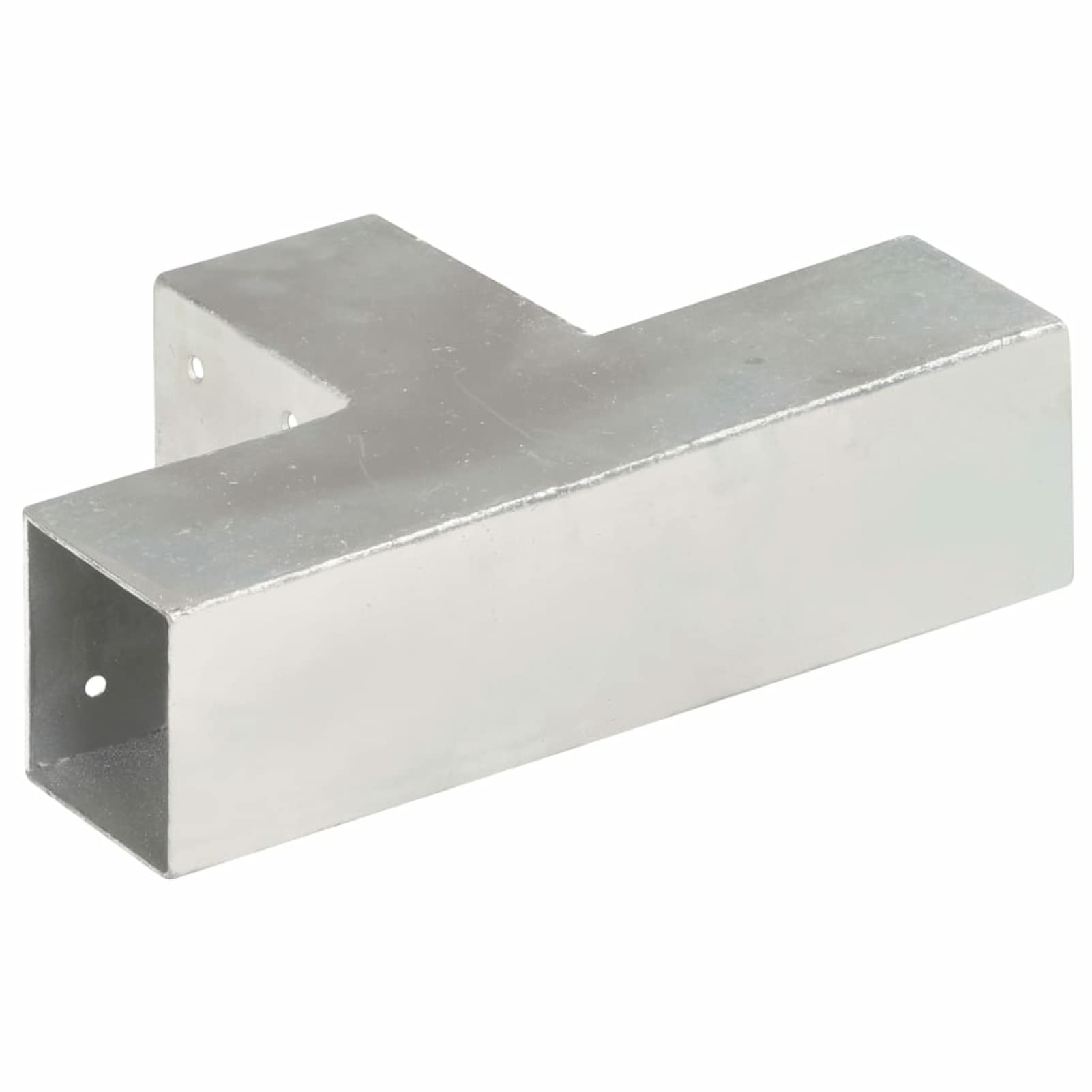 Connettore per Pali a Forma di T in Metallo Zincato 71x71 mm,Angolo per palo per Legno, Argento Supporto per Pali,per Gazebo e Porticati,da Avvitare,per Fissaggi su Calcestruzzo