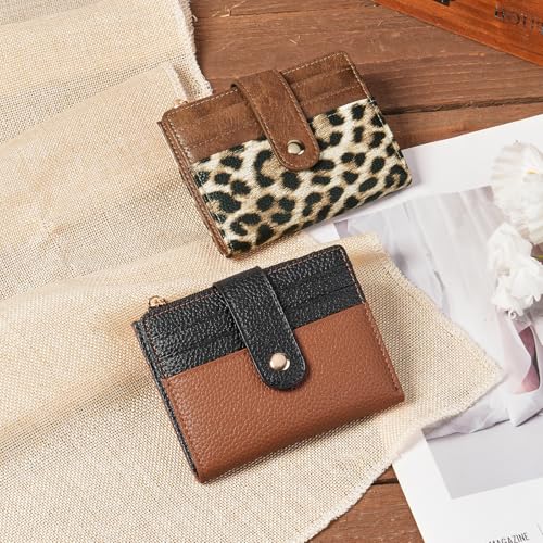 Image of GOIACII Small Women's Wallet Cute Credit Card Holder RFID Blocking Leather Billfold Leopard Print Brown