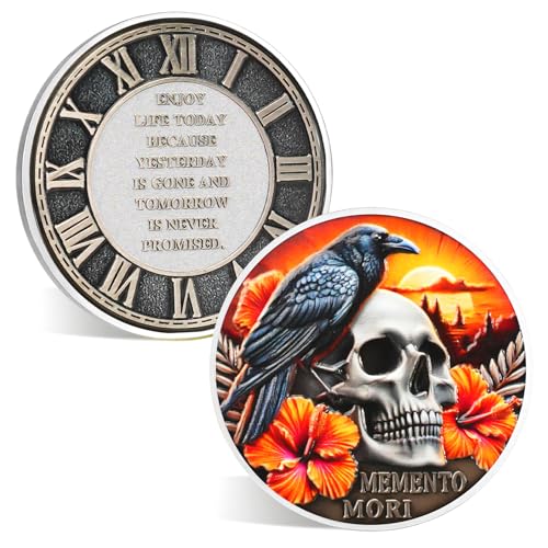 Pièce Memento Mori gravée en crâne, le cadeau idéal pour adepte de Stoic EDC