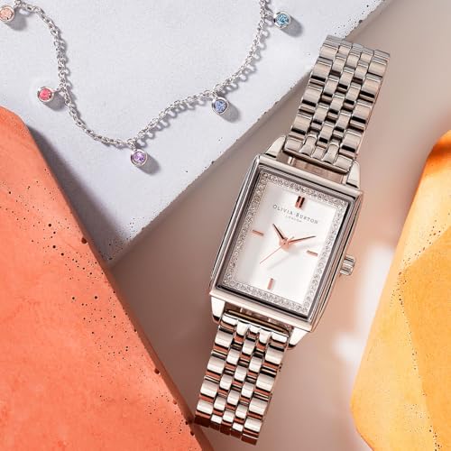 Image of Olivia Burton Rectangular Women's Watch - 25.5mm, 3H Quartz Movement, Stainless Steel, Water Resistant 30M (3ATM)