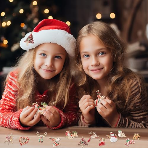 Image of 12 Pcs Christmas Pins and Brooches for Women | Rhinestone Crystal Brooches, Sparkling Christmas Jewelry Gift for Women, Holiday Party Ladies Accessories