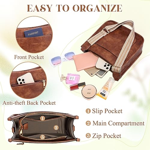 RAVUO Crossbody Bags for Women, Vegan Leather Shoulder Bag Fashion Ladies Handbags with 2 Adjustable Straps - Image 5