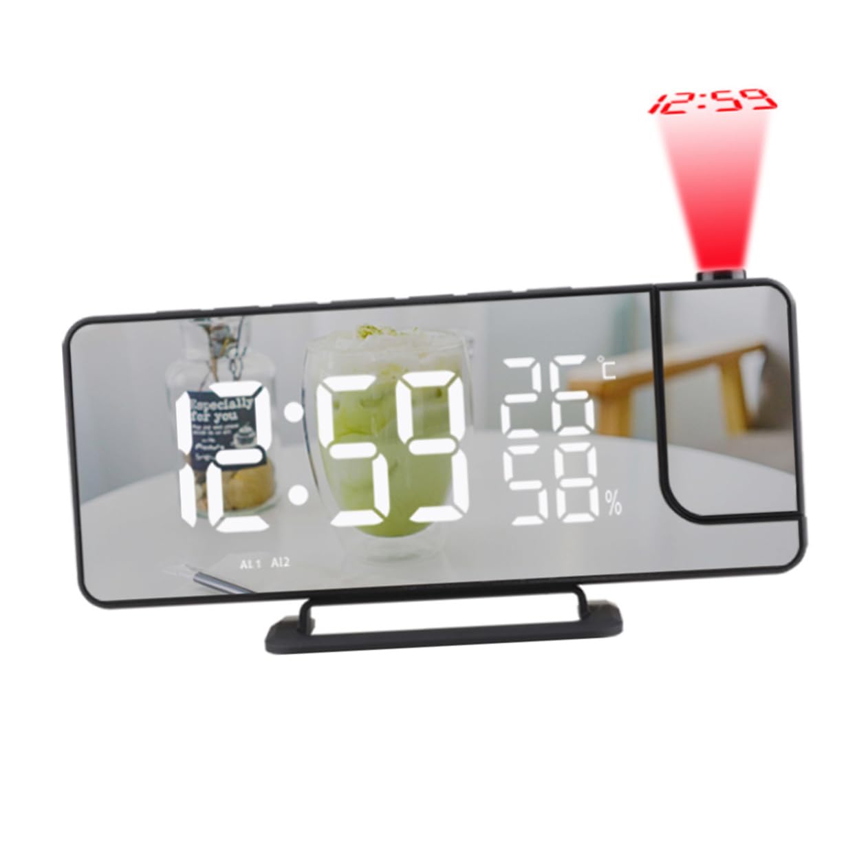 1 Juego Reloj Proyector Multifuncional LED con Termómetro y Reloj Decorativo para Hogar Despertador de Mesa Práctico y Elegante
