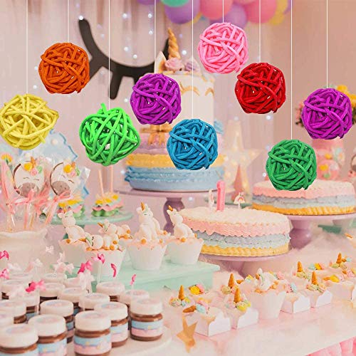 VUAOHIY 100 Pieces Bird Toy Rattan Balls Parrot Wicker Ball Birds Toy Parakeet Chewing Toys Pet Cage Bite Toys for Parakeet Budgie Cockatoo Decoration DIY Party Wedding 30mm Multi-Colored (100 Pcs) - Thumbnail 3