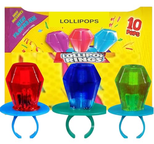 Assorted Candy Variety Pack, Hard Candy Lollipop Ring-Shaped Suckers for Parties, Birthdays and Favors (10 - COUNT)