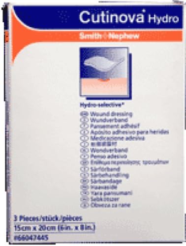 Smith & Nephew Cutinova Hydro-selective Dressing 6" x 8", Self-adhesive, Semi-transparent, Water-proof and Bacteria proof, Polyurethane Matrix, Flexible (Box of 3 Each)