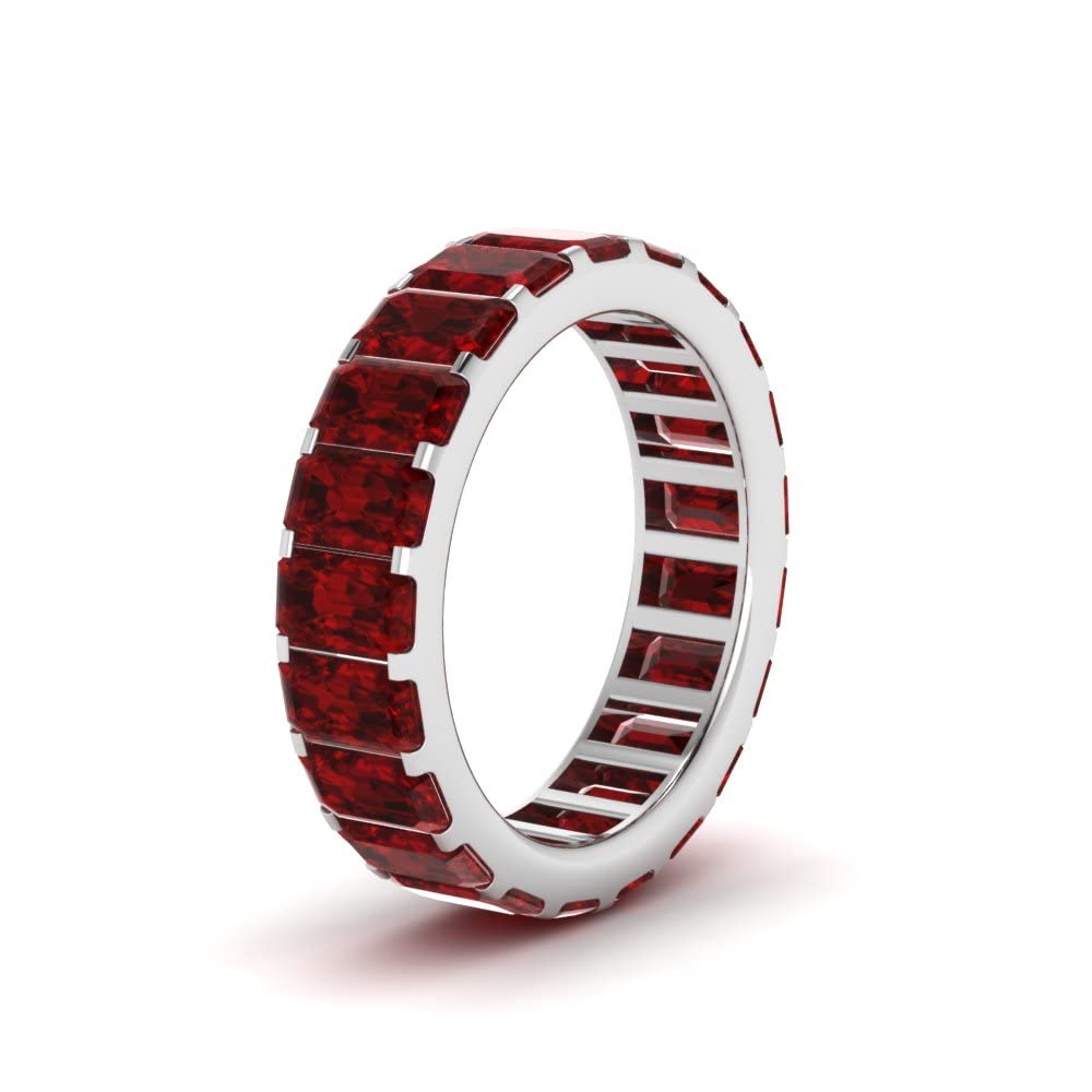 Wähle deine Farbe Schmuckleine Moderne Eternity Band 925 Sterling Silber Kanal Emerald Cut Freundschaft Tag Chunky Versprechen Ring Büro Tragen Party Geschenk für Damen und Mädchen Größe 47bis70