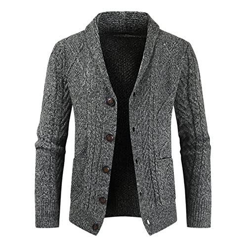 Cardigan lana hombre con cuello en V y botones chaqueta de punto grueso con bolsillos confor 1