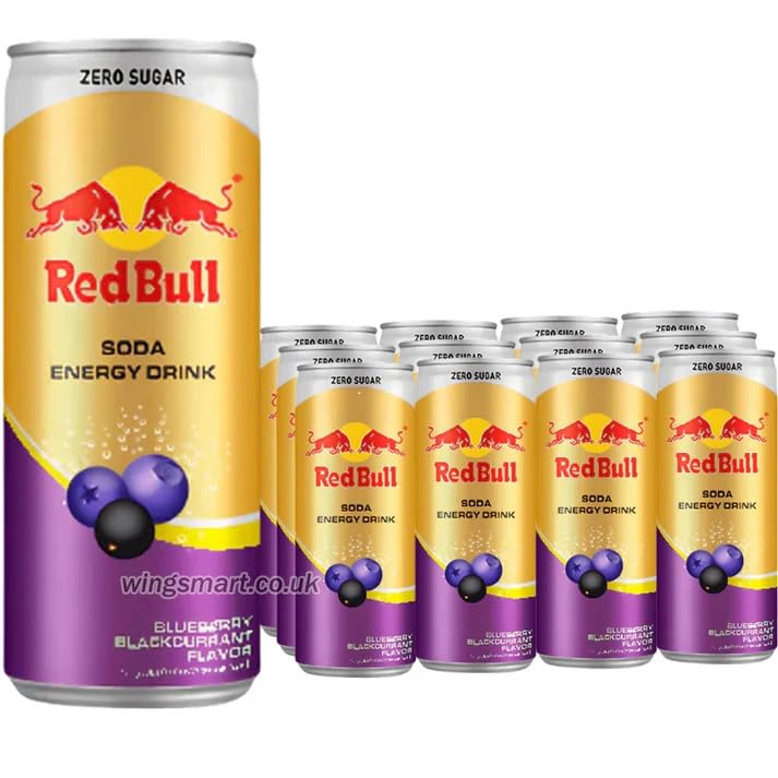 Red Bulls Zero Sugar Energy Drink, Blueberry Blackcurrant Flavor, Limited Edition Each 250ml X Pack of 10 (From Thailand)