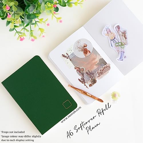 Image of NEORAH - A6 Notebook SOFT COVER | Journal REFILL | Unruled Notebook Journal | 110 GSM | 160 pages (Size 14.8 cm x 10.5 cm) Planner Journaling Writing Note Taking Diary-DARK GREEN