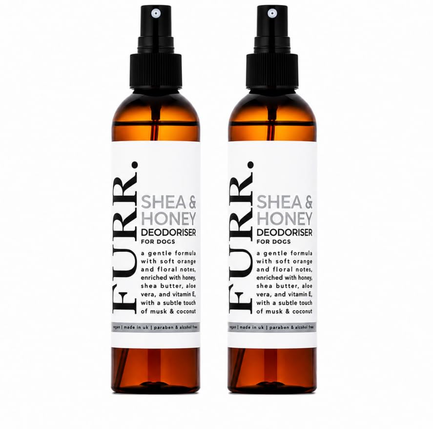 FURR Shea & Honey Dog Deodoriser, Natural Odour Neutraliser with Plant-Based Enzymes, Soothes & Nourishes Skin, Gentle & Vegan-Friendly, (250 ml (Pack of 2))