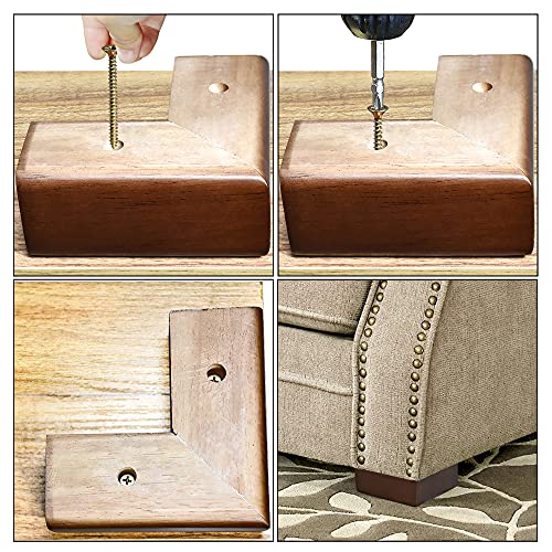 Aoryvic LEGS11 Wooden Bed Riser 2 Inch Sofa Feet For Furniture L Shaped Couch Feet Dresser Leg Set Of 4 thumb #2