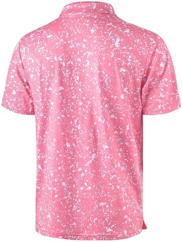 Obla Men's Print Golf Polo Shirts (Pink Colored Dots_XXL) - 1