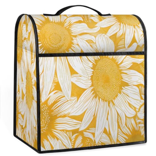 Coffee Maker Cover Sunflower Kitchen Appliance Covers Small Appliance Covers Blender Cover Juicer Cover Dust Covers for Kitchen Appliances with Top Handle and Pockets,Washable,B376