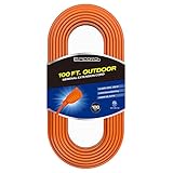 EPICORD 16/3 Vinyl Outdoor long Extension Cord 3 prong Heavy Duty for Indoor and Outdoor (100 Feet Orange)